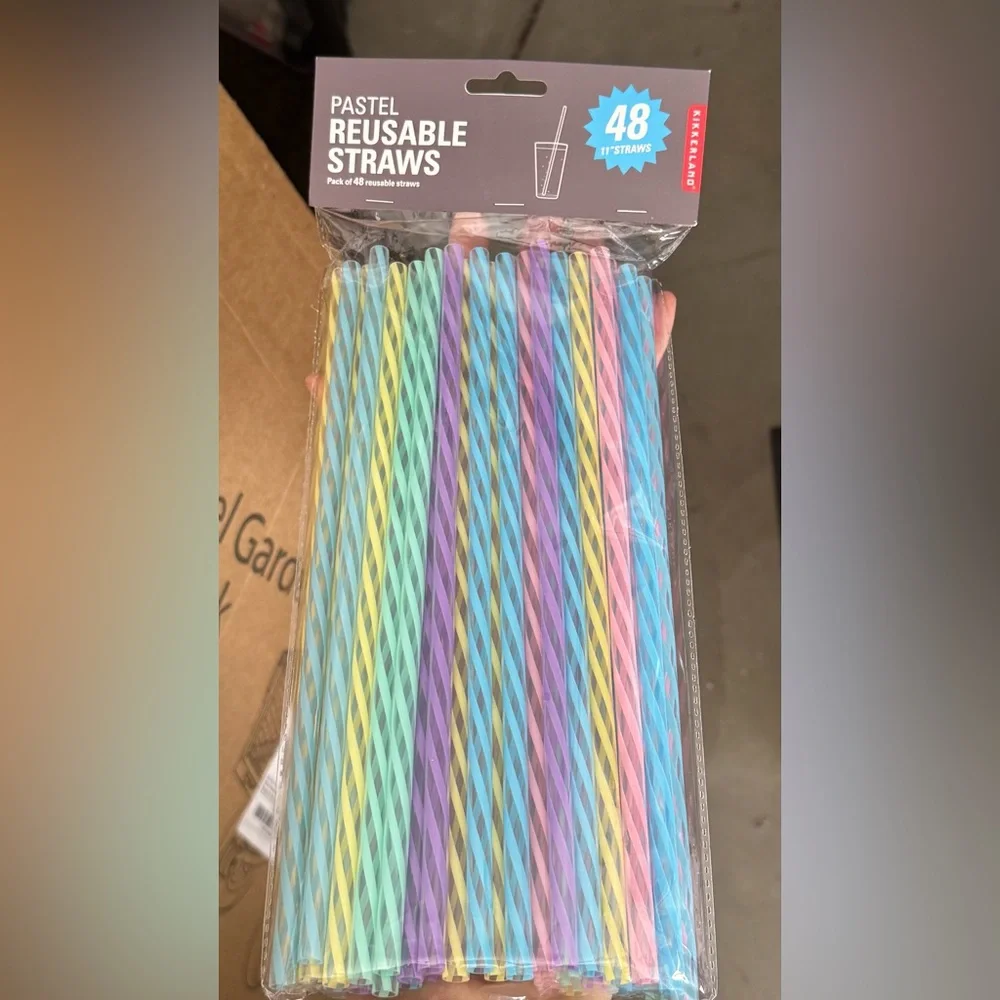 48 PASTEL REUSABLE STRAWS Colorful Party Straws